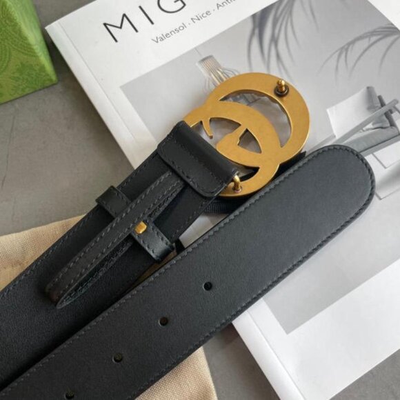Gucci Black Leather Belt with Pearl GG Buckle - 95cm, New with Box main image 4